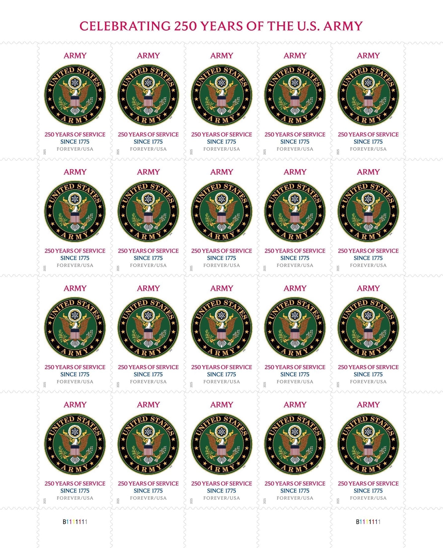U.S. Army 250th First-Class Mail Forever Postage Stamps